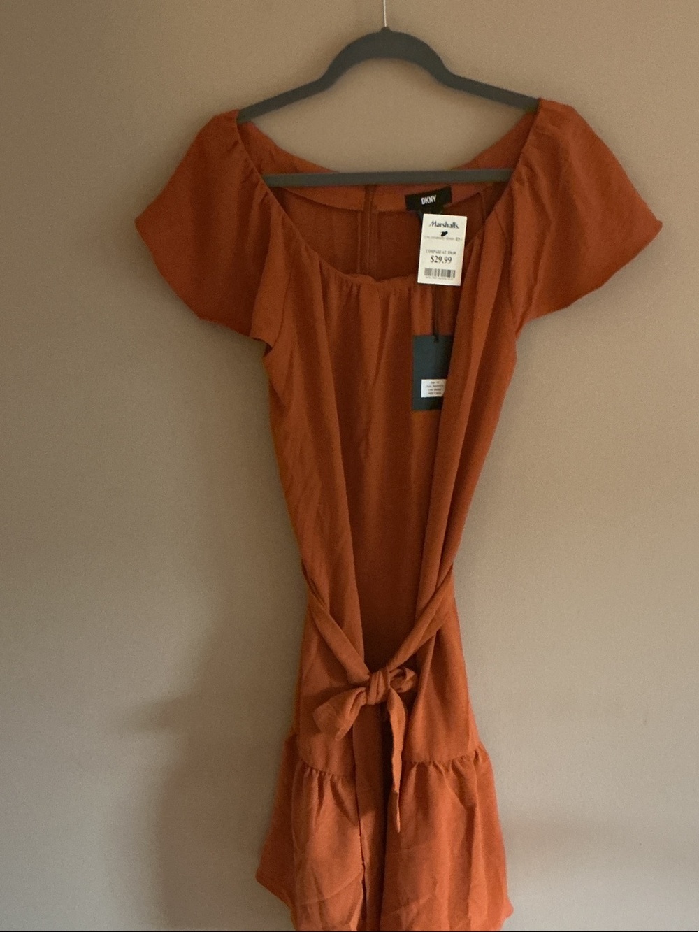 NWT DKNY Rust Tie-Front Mini Dress